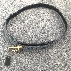 Coach reversible blue monogram and leather belt